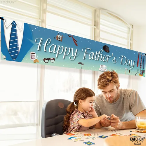 Miniatura 4 de KatchOn, Cartel de feliz día del padre – XL, 120 x 20 pulgadas Cartel del Día del Padre para decoración del día del padre para fiesta Telón