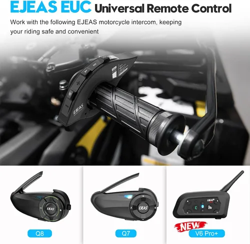 Miniatura 7 de SolaMr Q8 EUC Intercomunicador de motocicleta Bluetooth mango de control remoto para control FM, respuesta telefónica, conmutación de música