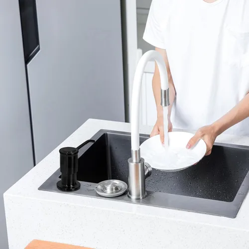 Miniatura 5 de Dispensador de jabón para fregadero de cocina, bomba dispensadora de jabón para fregadero de cocina, recarga desde la parte superior, dispensador