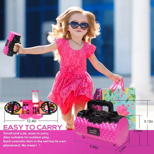 Miniatura 6 de Kit de maquillaje infantil para niñas, 59 piezas de maquillaje real y seguro para niñas pequeñas, maquillaje lavable para niñas pequeñas, kit