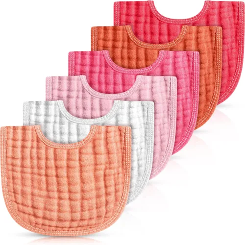 Miniatura 14 de Frienda 6 piezas de baberos de muselina para dentición de bebé, bandana, baberos, 6 capas absorbentes para bebé, niño y niña, paño de algodón