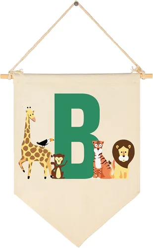 Bandera personalizada de animales del bosque, regalos para bebé, niño, niña, recién nacido, banderín de safari de selva, banderines de pared para