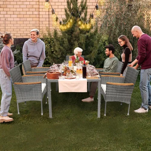 Miniatura 2 de Juego de 6 mesas y sillas de patio al aire libre de 2 piezas para 6 juegos de comedor de patio, juego de muebles de patio trasero para patio