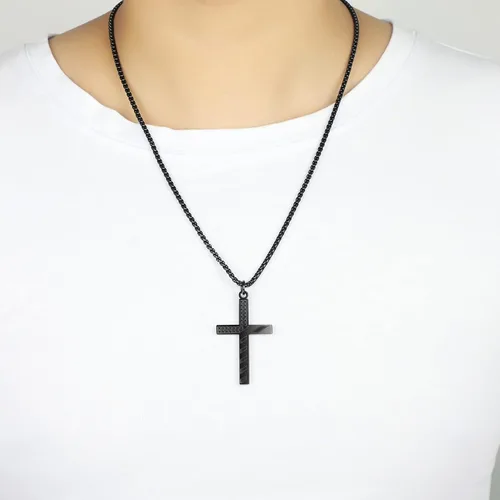 Miniatura 6 de AIAINAGI Collar de cruz con bandera estadounidense, joyería patriótica de acero inoxidable, grabado religioso filipenses 413, colgante de regalo