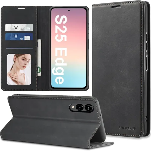 Miniatura 42 de Funda de piel con tapa para Samsung Galaxy Z Flip 3, con protección de bisagra, delgada y magnética tipo cartera [1 tarjetero], funda protectora a