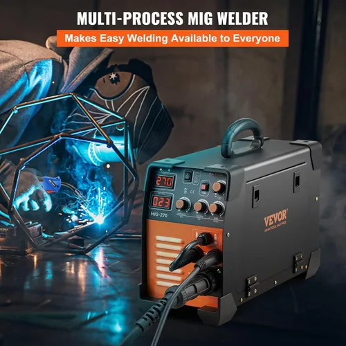 Miniatura 2 de VEVOR Soldadora MIG, máquina de soldar 3 en 1 de 270 amperios, soldadora MIG Lift TIG de arco de 110 220V, soldadora TIG portátil con elevador ARC