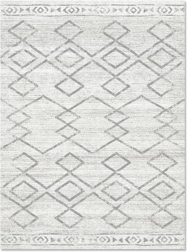 Miniatura 129 de jinchan - Tapete lavable de 5 x 7 pies, marroquí, de lana sintética, color gris pardo, resiste manchas, antideslizante, fino, moderno, geométrico