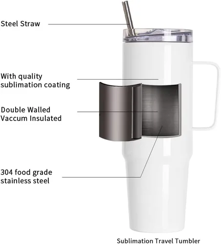 Miniatura 3 de PYD Life Paquete de 4 vasos de sublimación con mango en blanco, tazas de café blancas de 36 onzas, tazas de café aisladas, tazas de viaje