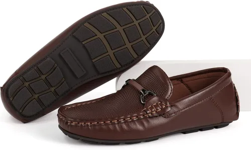 Miniatura 4 de JABASIC Mocasines Penny para niños, estilo casual, sin cordones, zapatos de vestir para niños