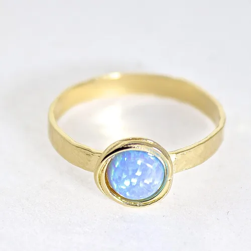 Miniatura 47 de Anillo de oro de piedras preciosas, anillo de piedra chapada en oro de 14 quilates, anillo de piedra apilable, anillo de oro de piedra pequeña