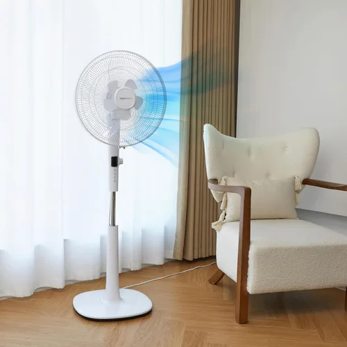Miniatura 6 de Amazon Basics - Ventilador de piso para hogar, con pie, doble aspa oscilante, 12 velocidades, control remoto, motor CC ultrasilencioso y de bajo