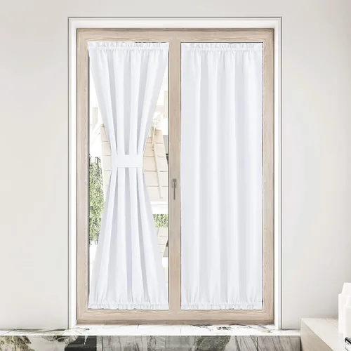 Miniatura 269 de NICETOWN Cortinas opacas unicolor con aislamiento térmico para puerta francesa, granja, oscurecimiento de habitación, puertas y ventanas de Marrón