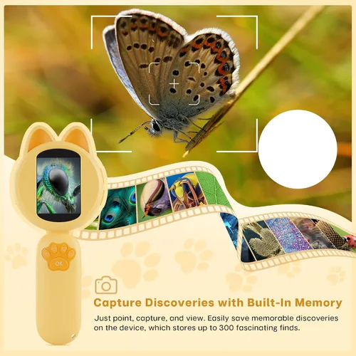 Miniatura 3 de Microscopio Mia para niños, mini microscopio digital con pantalla IPS de 2 pulgadas, kit de juguete educativo de ciencia de mano, regalos de Amarillo