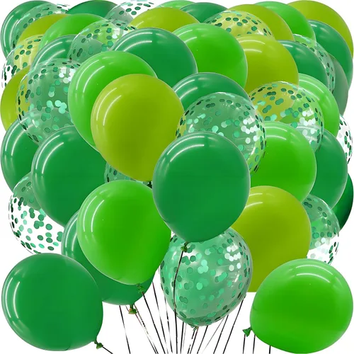 Globos verdes con globos de confeti, globos de látex de 12 pulgadas, 80 piezas para decoración de bodas, cumpleaños, baby shower, fiestas