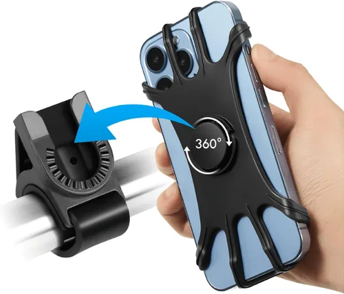 Miniatura 2 de Juego de brazalete y soporte para teléfono para bicicleta, correa reflectante desmontable y giratoria de 360° con bolsa de bolsillo con cremallera