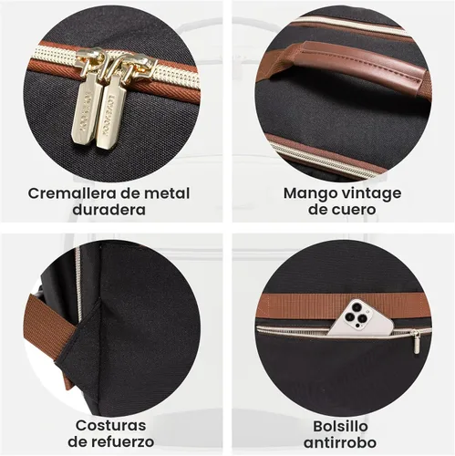 Miniatura 9 de LOVEVOOK Mochila de viaje para llevar a bordo, Mochilas de viaje 1 negro-marrón