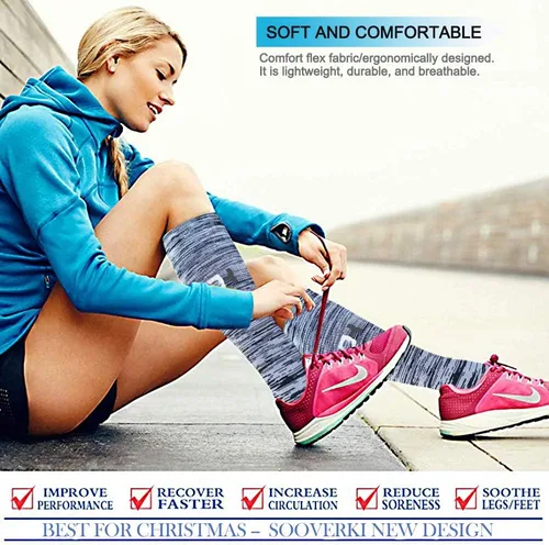 Miniatura 33 de Sooverki - Calcetines de compresión de cobre para circulación, para mujeres y hombres, 6 pares, para correr, atletismo, medicina, enfermería, viajes