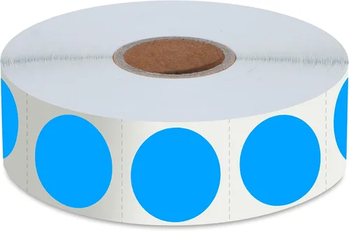 1500 etiquetas adhesivas de inventario de puntos circulares de codificación de color azul redondo con línea de perforación en rollo (cada uno mide 1