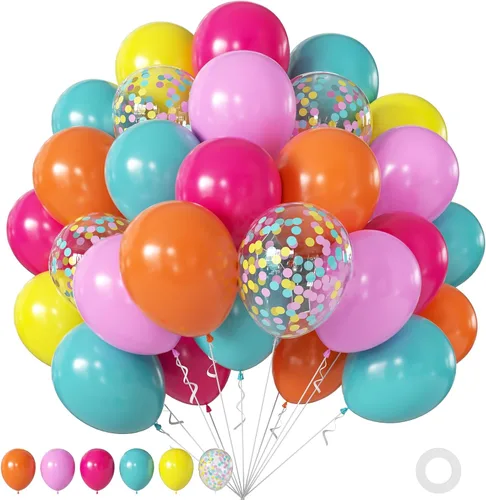 Miniatura 17 de Globos rojos y negros, 60 globos de oro rojo y negro de 12 pulgadas con globos de confeti dorado para graduación, Año Nuevo, películas de casino