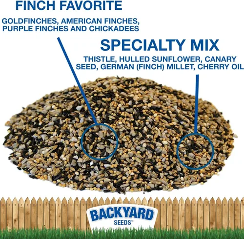 Miniatura 3 de Backyard Seeds Finch & Small Songbird Frenzy 5lbs – Mezcla de semillas de cardo Nyjer prémium para comederos de pinzones, bolsa pequeña de comida