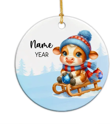 Miniatura 14 de Adorno personalizado de reno para la primera Navidad, adornos de cerámica de reno bebé para árbol de Navidad 2025, adorno de Navidad del primer