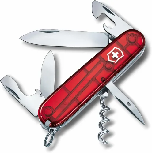 Victorinox Spartan Swiss Army - Cuchillo de bolsillo con sacacorchos, abrelatas y destornillador, 12 funciones, color rubí