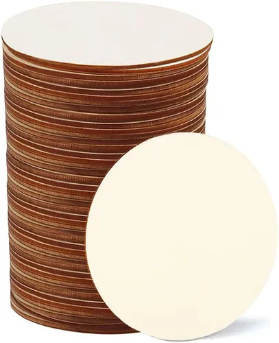 Miniatura 8 de 25 círculos de madera de 4 pulgadas, círculos de madera sin terminar, recortes de disco redondos, círculos de madera redondos en blanco de 1/9