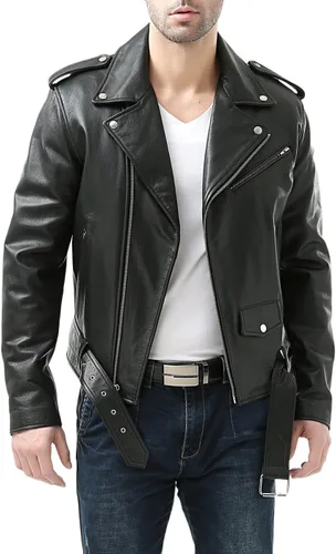 Miniatura 3 de BGSD Chaqueta clásica de cuero de vaca para hombre (también disponible en tallas grandes y altas)