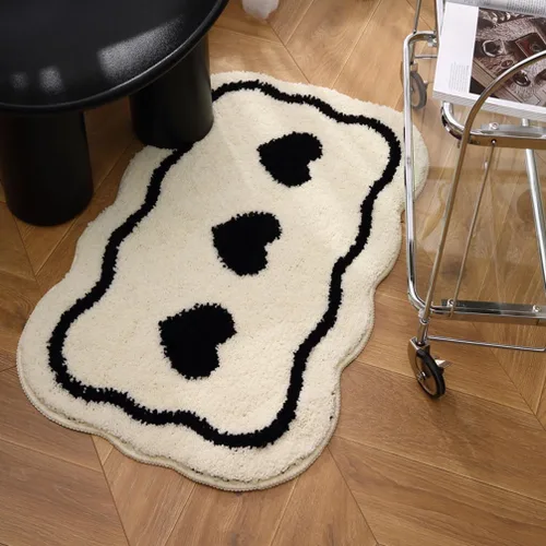 Miniatura 10 de Alfombras de baño pequeñas ultra suaves, absorbentes de agua, antideslizantes, con bonitos corazones, de lujo, lavables, para cocina, puerta