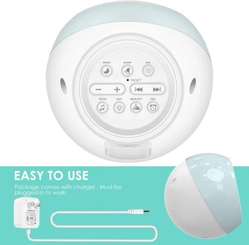 Miniatura 6 de Reloj despertador para niños, entrenador de sueño infantil con luz nocturna, máquina de sonido de sueño y temporizador de sueño
