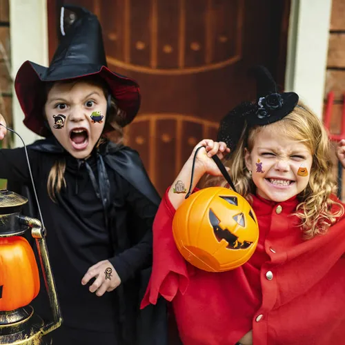 Miniatura 7 de LOMIMOS 120 tatuajes temporales de Halloween, calcomanías extraíbles impermeables para niños y adultos, recuerdos de fiesta, decoración