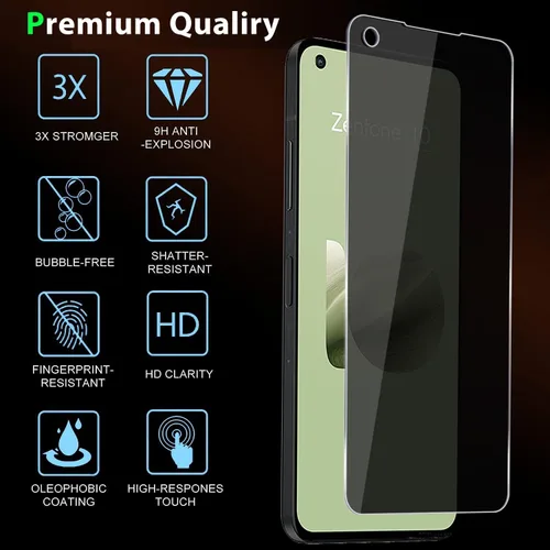 Miniatura 4 de Zeking [Paquete de 2+2 para Asus Zenfone 10 (2023) Protector de pantalla de vidrio templado de privacidad y protector de lente de cámara