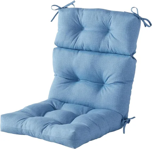 Miniatura 83 de Cojines para silla de respaldo alto para exteriores, diseño de asiento y respaldo con bisagras de una pieza, reversibles con 4 lazos, tela