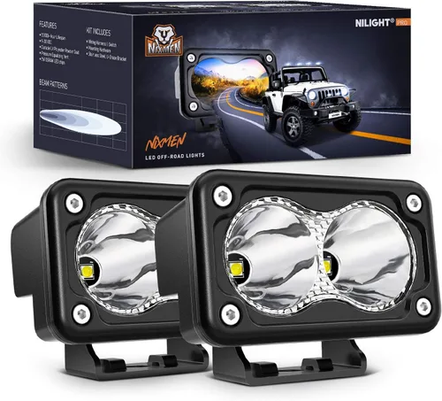 Nilight 2 cápsulas LED de motocicleta de 3 pulgadas, 1300 lúmenes, luz de conducción EMC integrada, súper foco antiniebla todoterreno, luz auxiliar