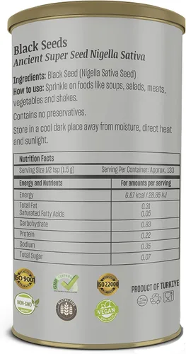 Miniatura 2 de TALYA Semillas de comino negro, 7 oz (200 g) – Semilla antigua de alta calidad, Nigella Sativa, apoyo inmunológico, alta timoquinona, sin gluten