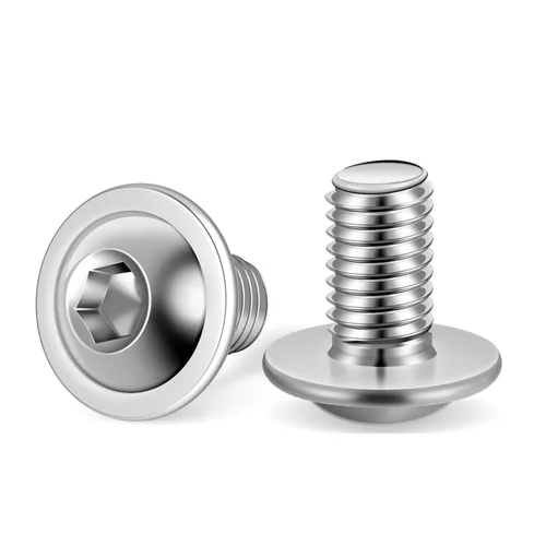 Miniatura 6 de Tornillos de cabeza de botón con brida M5 x 0.472 in, acero inoxidable 18-8 (304), totalmente roscado, unidad de enchufe Allen, 100 unidades plateado