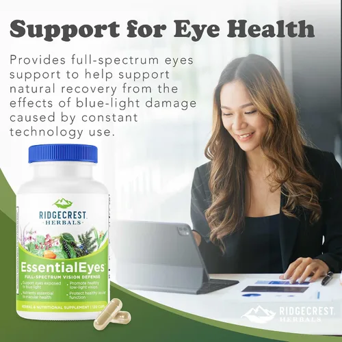 Miniatura 6 de Ridgecrest Herbals EssentialEyes, suplementos vitamínicos naturales para los ojos, contiene luteína, zeaxantina, extracto de arándano, apoya