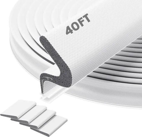 Tira de Sellado de Puerta de 40 Pies - Burlete Kerf para Marco de Puerta Exterior, Tiras Meteorológicas Insonorizantes con 4 Sellos de Esquina de