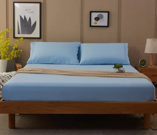Miniatura 8 de SONORO KATE Juego de sábanas de microfibra súper suave de 1800 hilos, sábanas egipcias de lujo de 18 pulgadas de profundidad, antiarrugas e Azul lago