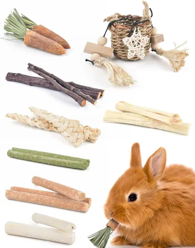 Miniatura 6 de Bissap Juguetes Masticables para Conejos, Cestas Colgantes de Hierba Marina Natural Masticables de Plantas Acuáticas Tejidas, Golosinas Masticables