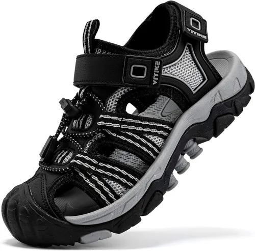 JMFCHI Sandalias deportivas para niños, sandalias deportivas para exteriores, senderismo, atléticas, sandalias de playa con punta cerrada, zapatos