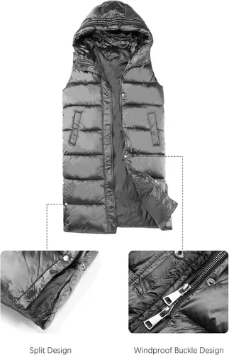 Miniatura 5 de Bellivera Chaqueta acolchada acolchada para mujer, ligera, con capucha, larga y plegable
