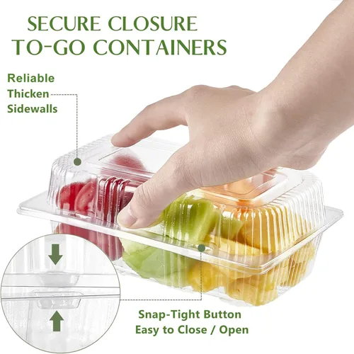 Miniatura 3 de TOFLEN Recipientes desechables de plástico resistente con bisagras con tapas transparentes (paquete de 40) recipientes para pan de 7.2 x 4.7 x 3