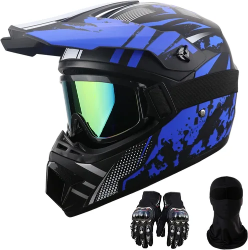 Miniatura 7 de Motorcycle Dirt Bike Helmet Full Face Motocross Helmets for Outdoor Sports Off Road Racing Mountain Bike Men Women Off-Road Helmet Gloves Goggles