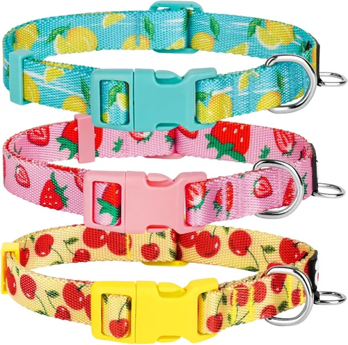 Miniatura 9 de azuza Paquete de 3 collares de perro cómodos y ajustables de nailon para perros pequeños, S (11-16 pulgadas), rosa, rosa intenso y morado 2#3 Pack