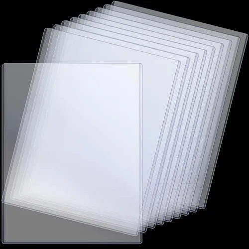 Teling 10 piezas de protectores rígidos transparentes de 8 1/2" x 11" de plástico para papel, protectores de página de plástico transparente, funda