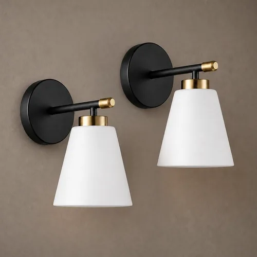 Miniatura 11 de Hamilyeah Juego de 2 apliques de pared dorados, accesorios de iluminación de baño, modernos apliques industriales para interiores, lámparas de pared