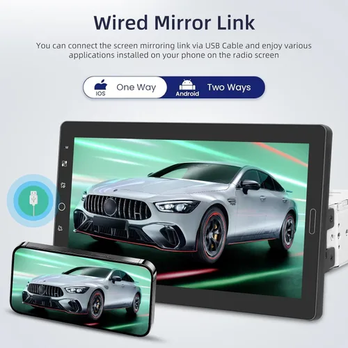 Miniatura 5 de Estéreo de coche con pantalla táctil de 10.1 pulgadas, pantalla de 10 pulgadas, 1 radio DIN con CarPlay y Android Auto/Mirror Link/EQ