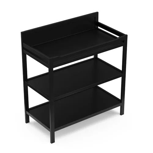 Miniatura 5 de Storkcraft Cambiador Alpine (negro) – Cambiador de guardería con certificado GREENGUARD Gold, incluye cambiador resistente al agua, 2 estantes