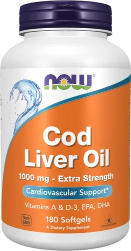 Miniatura 10 de NOW Suplementos, aceite de hígado de bacalao, extra fuerte, 1,000 mg con vitaminas A y D-3, EPA, DHA, 90 cápsulas blandas